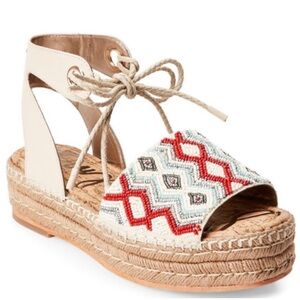Sam Edelman Neera Beaded Platform Espadrille ivory